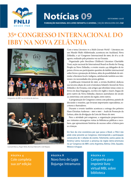 Notícias 09 Setembro 2016 Fundação Nacional Do Livro Infantil E Juvenil | Seção Brasileira Do