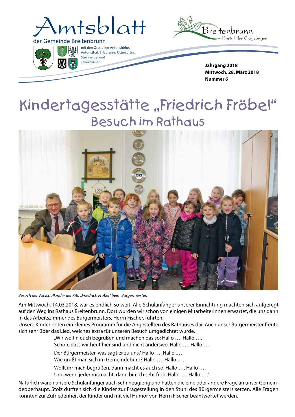 Kindertagesstätte „Friedrich Fröbel“ Besuch Im Rathaus