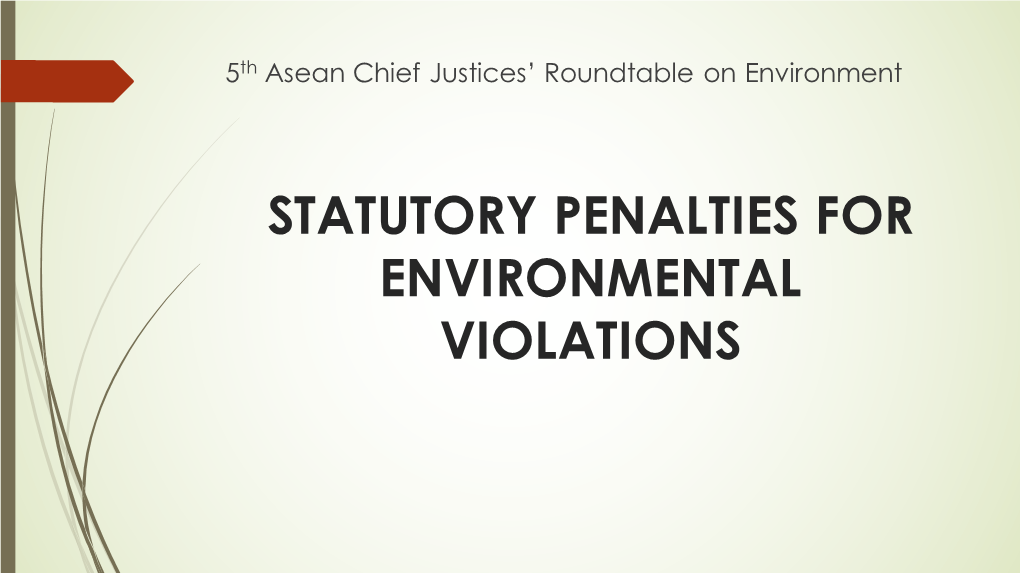 Statutory Penalties (4) for Environmental Violations