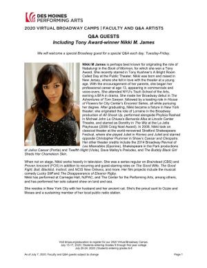 Q&A GUESTS Including Tony Award-Winner Nikki M. James
