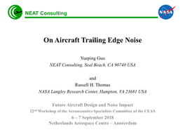 On Aircraft Trailing Edge Noise