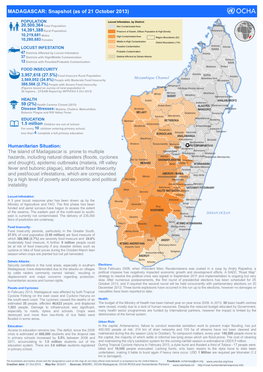 MADAGASCAR: Snapshot (As of 21 October 2013)