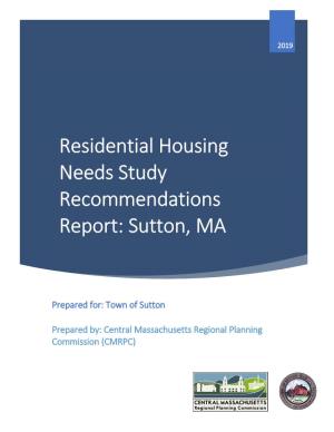 Housing Needs Study Recommendations Report 2019