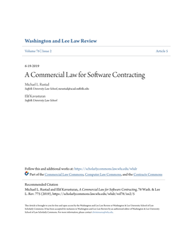 A Commercial Law for Software Contracting Michael L