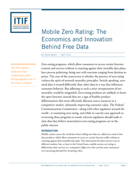 Mobile Zero Rating: the Economics and Innovation Behind Free Data