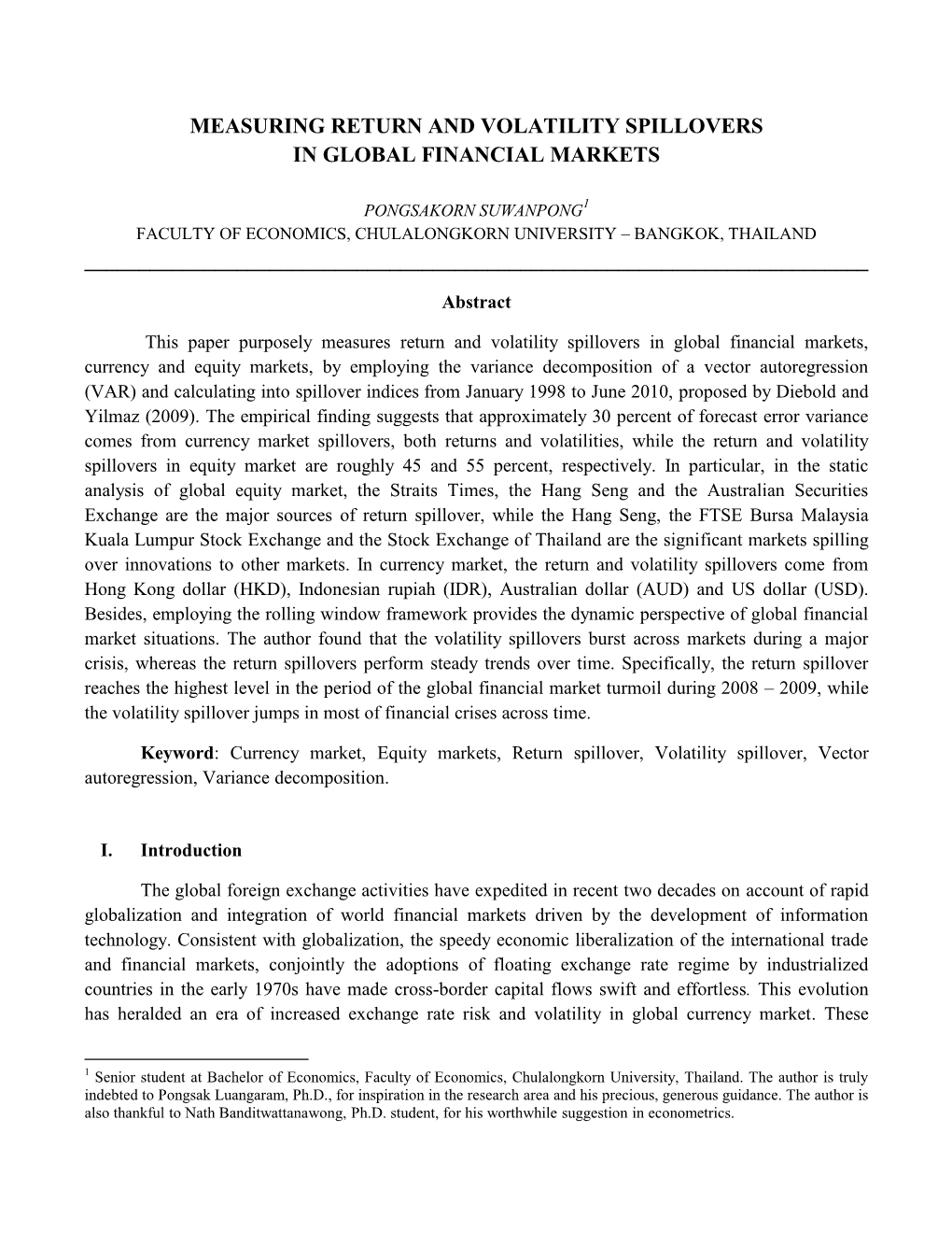 Measuring Return and Volatility Spillovers in Global Financial Markets