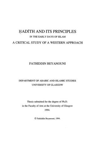 Hadith and Its Principles in the Early Days of Islam