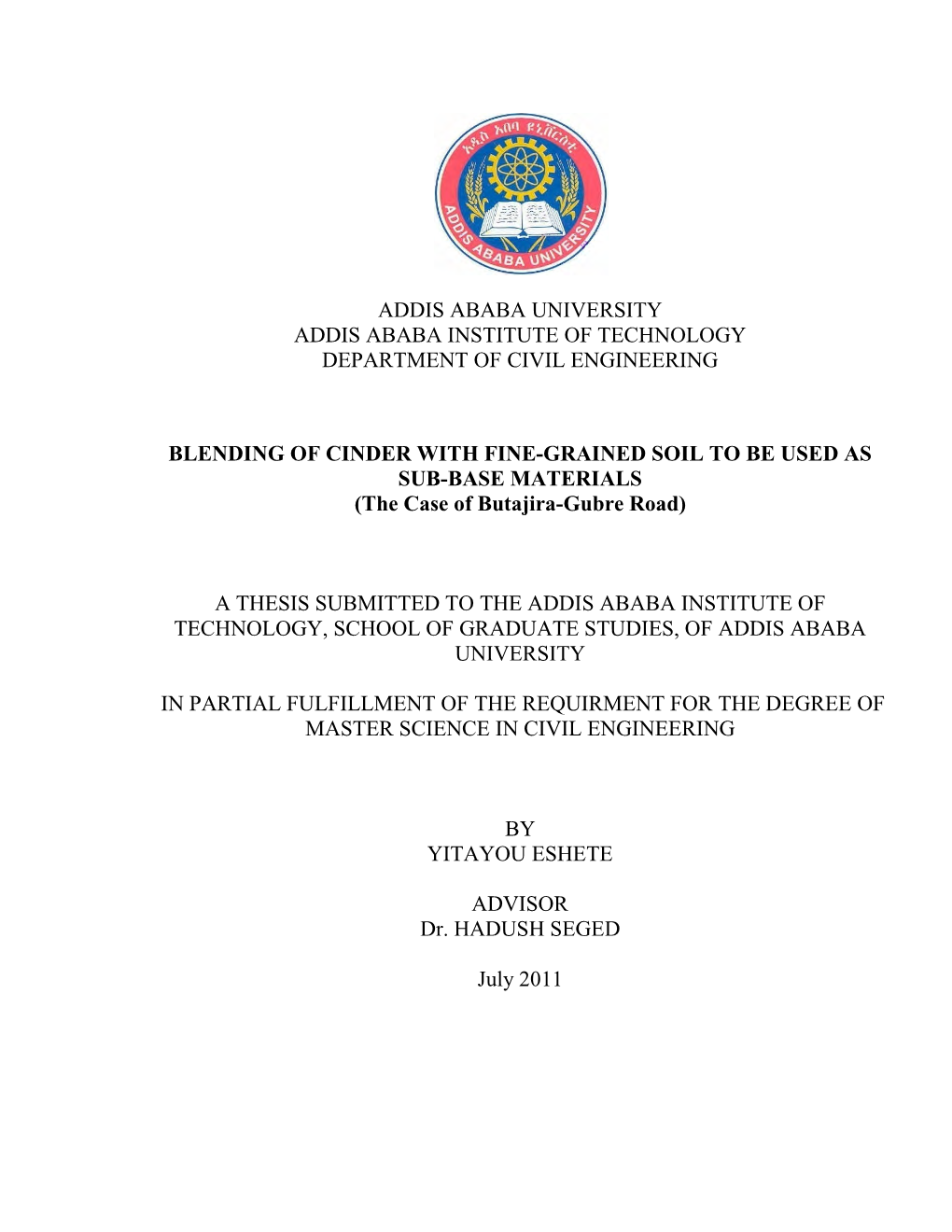 addis ababa university construction technology and management thesis