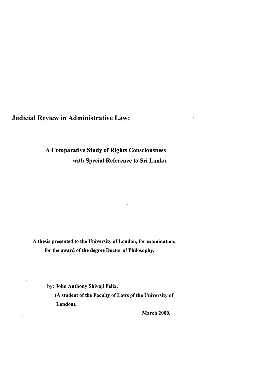 Judicial Review in Administrative Law: a Comparative Study of Rights