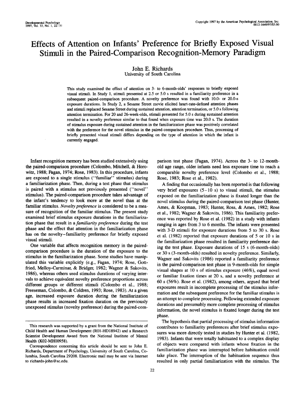 Effects of Attention on Infants' Preference for Briefly Exposed Visual Stimuli in the Paired-Comparison Recognition-Memory Paradigm