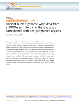 Ancient Human Genome-Wide Data from a 3000-Year Interval in the Caucasus Corresponds with Eco-Geographic Regions