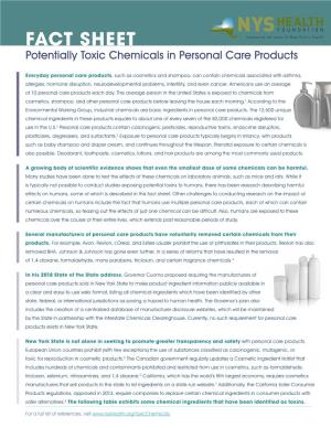 FACT SHEET Potentially Toxic Chemicals in Personal Care Products