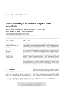 Distinct Processing of Function Verb Categories in the Human Brain (Pdf)