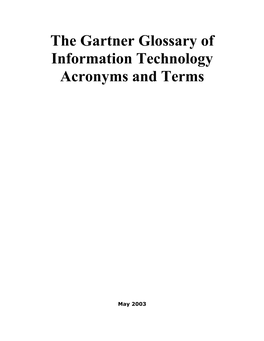 The Gartner Glossary of Information Technology Acronyms and Terms