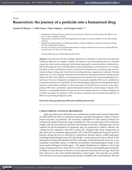 Beauvericin: the Journey of a Pesticide Into a Humanized Drug