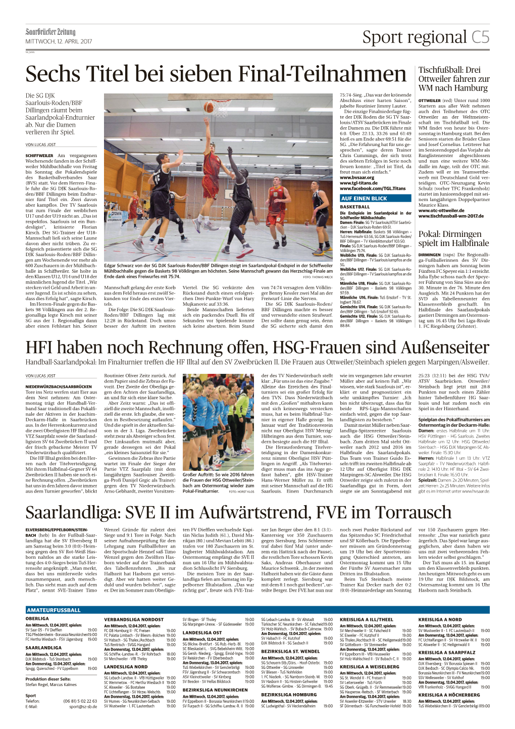 Sechs Titel Bei Sieben Final-Teilnahmen Ottweiler Fahren Zur WM Nach Hamburg Die SG DJK 75:74-Sieg