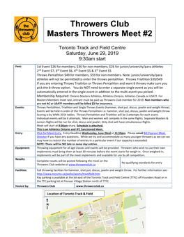 Throwers Club Masters Throwers Meet #2