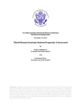 Third Plenum Economic Reform Proposals: a Scorecard