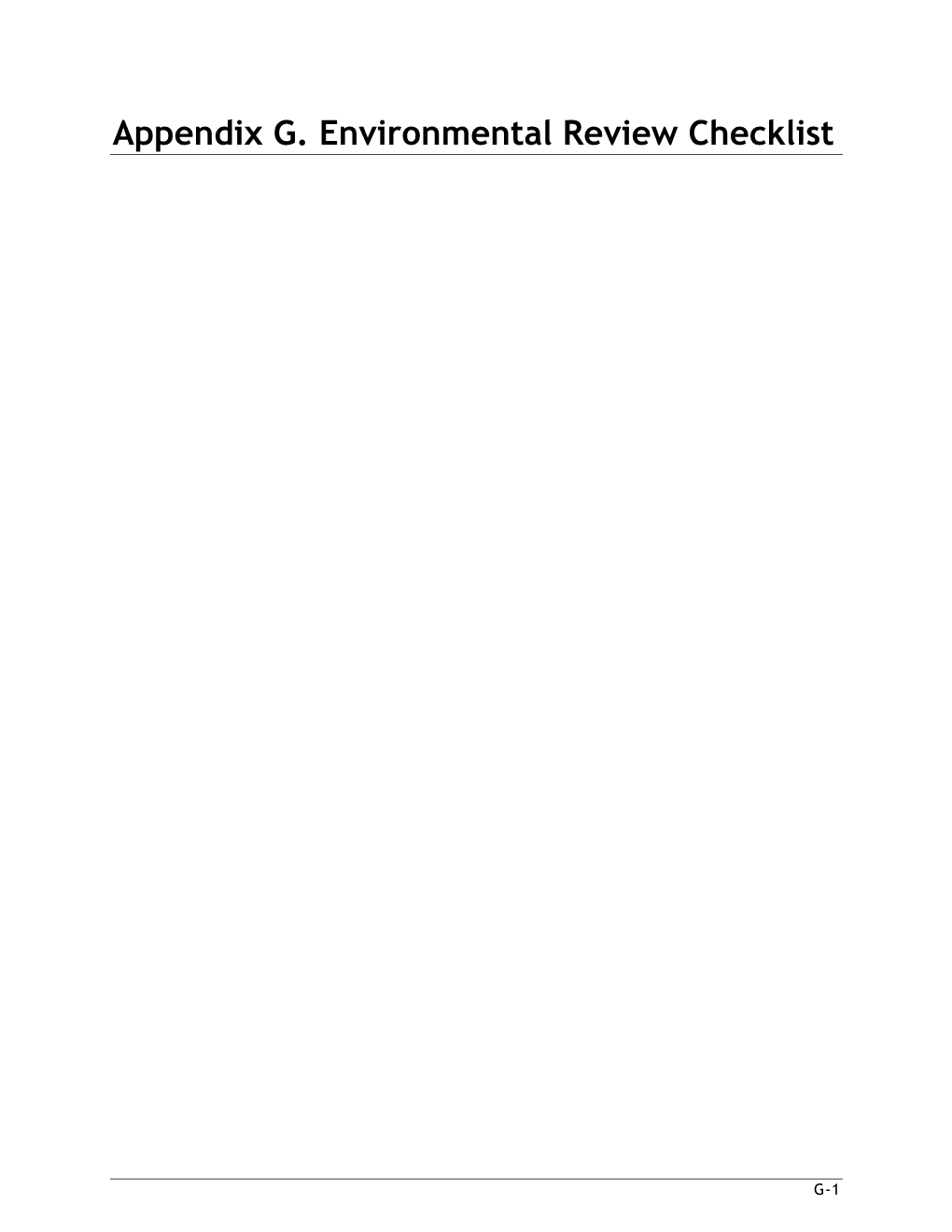 Appendix G. Environmental Review Checklist