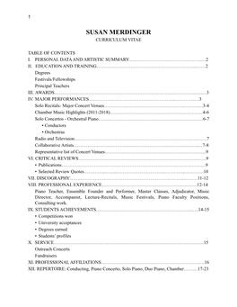 SUSAN MERDINGER Curriculum Vitae 09.15.19 PIANIST CONDUCTOR REPERTOIRE.Pages
