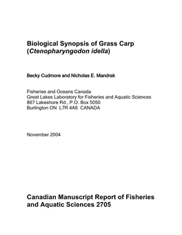 Biological Synopsis of Grass Carp (Ctenopharyngodon Idella)