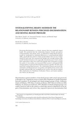 System-Justifying Beliefs Moderate the Relationship Between Perceived Discrimination and Resting Blood Pressure