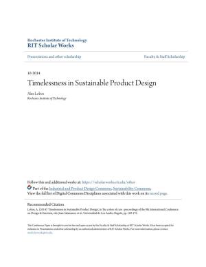 Timelessness in Sustainable Product Design Alex Lobos Rochester Institute of Technology