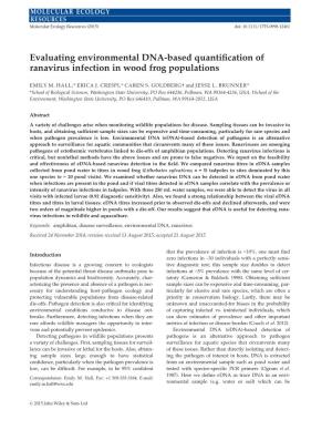 Evaluating Environmental DNA-Based Quantification of Ranavirus Infection