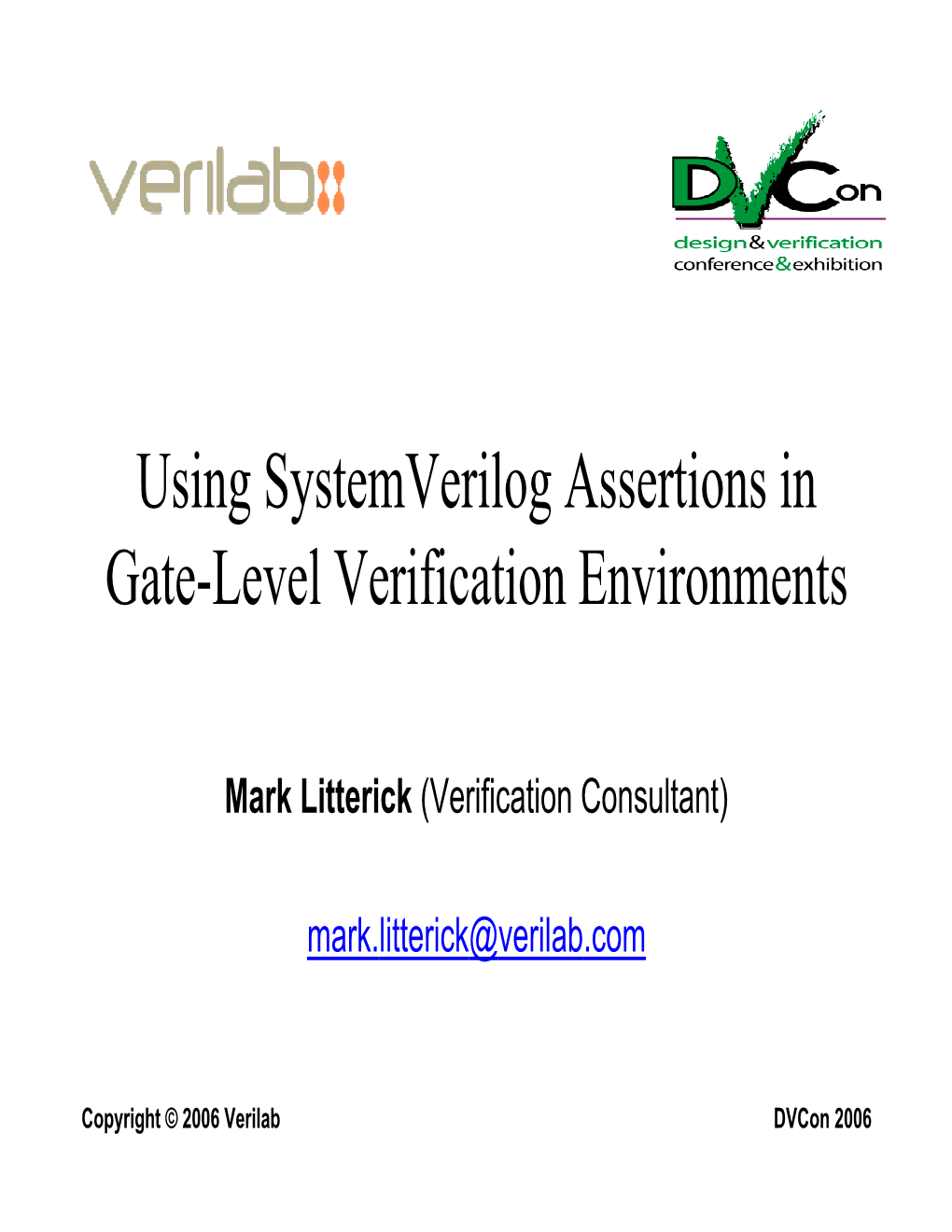 Using Systemverilog Assertions in GateLevel Verification Environments