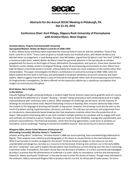 Abstracts for the Annual SECAC Meeting in Pittsburgh, PA Oct 21-24, 2015