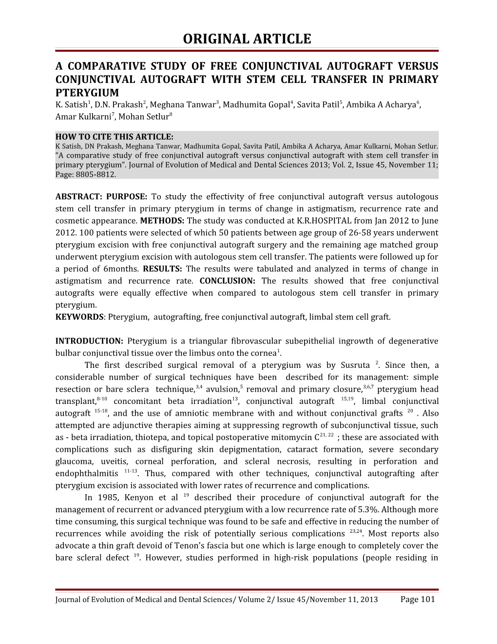 A Comparative Study of Free Conjunctival Autograft Versus Conjunctival Autograft with Stem