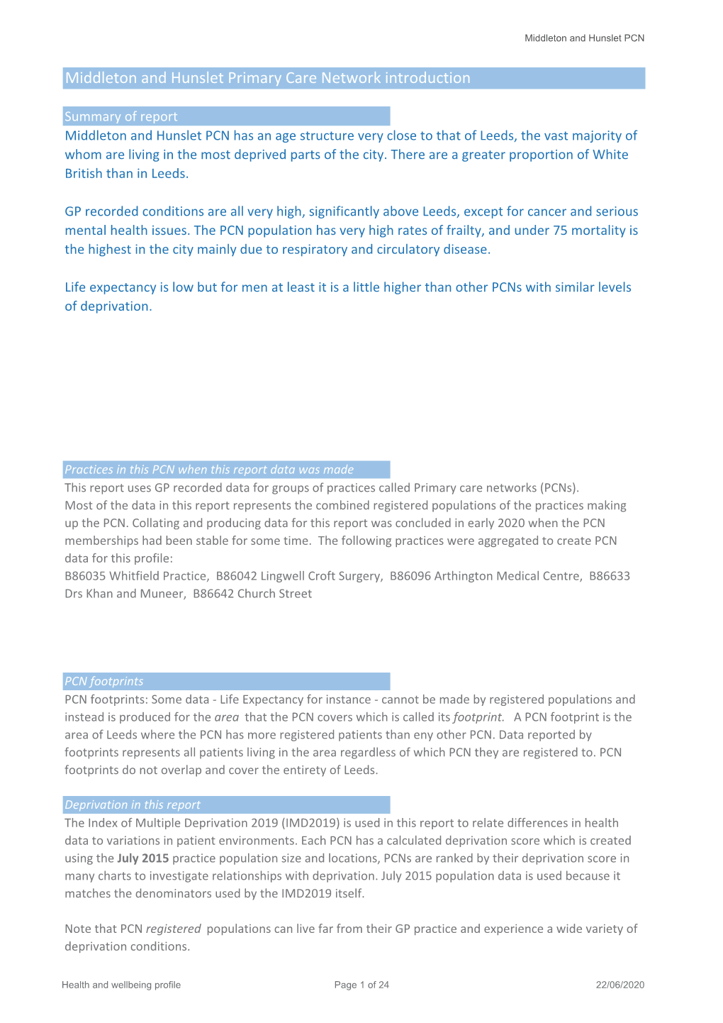 Middleton and Hunslet Primary Care Network Introduction