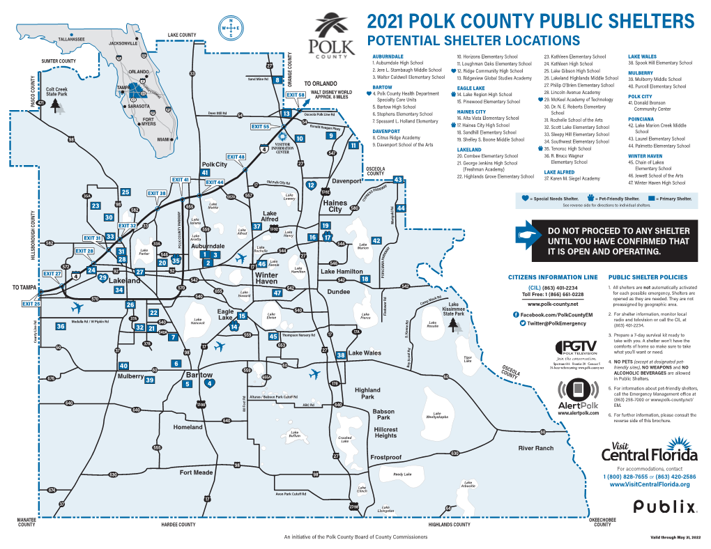 2021 Polk County Public Shelters Lake County Potential Shelter Locations