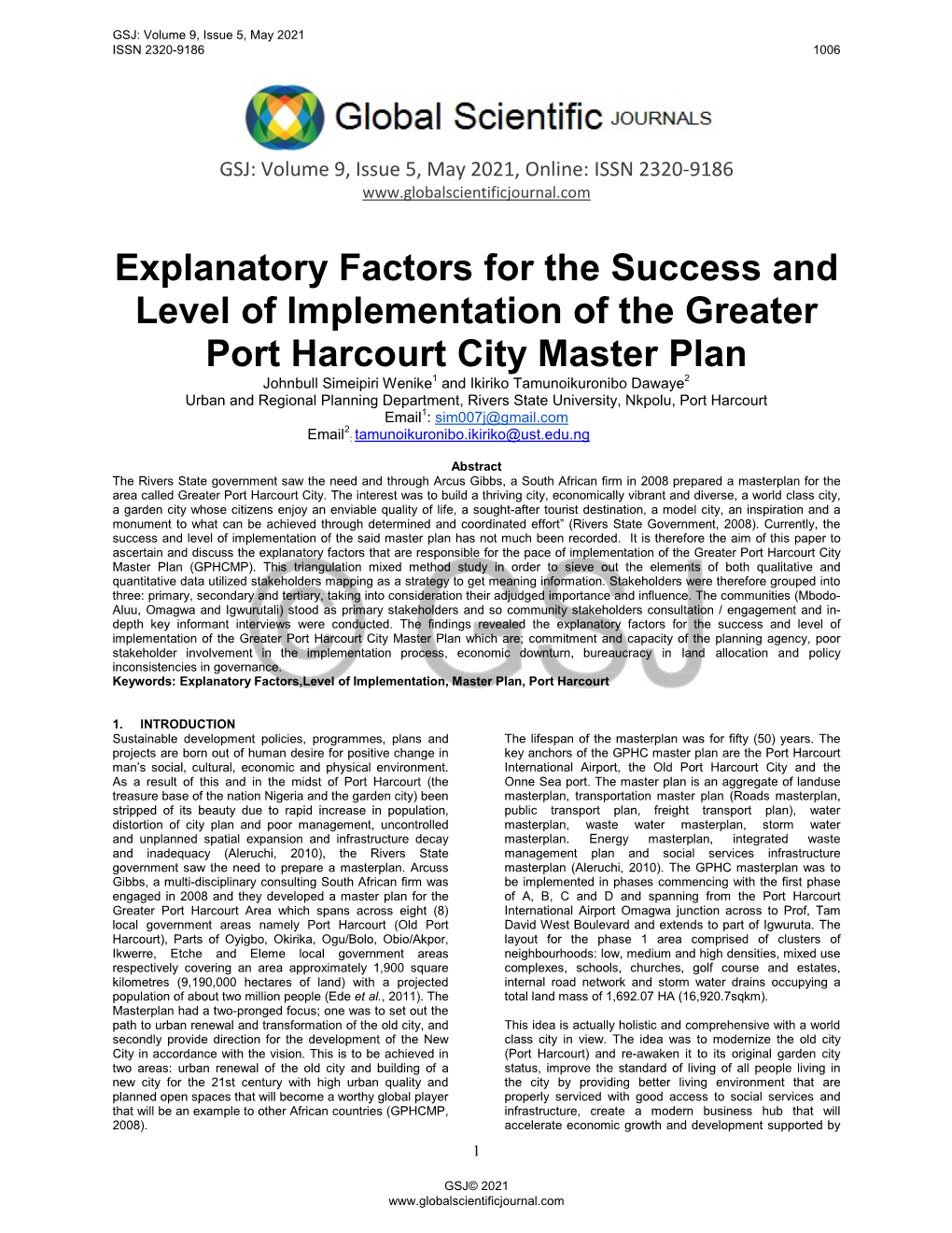 Explanatory Factors for the Success and Level of Implementation of The