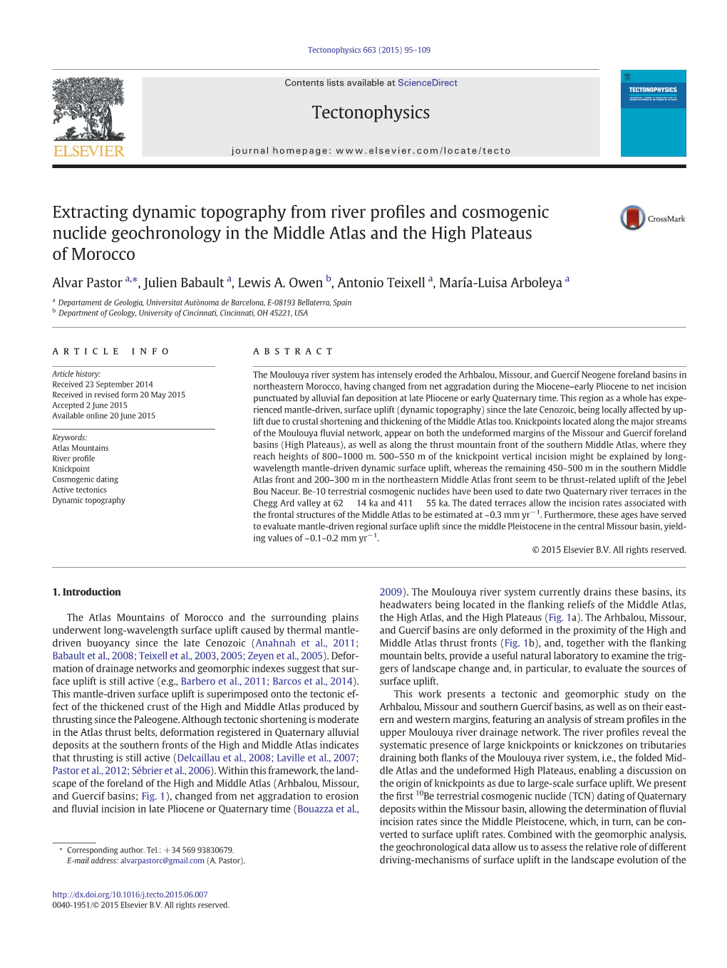 Extracting Dynamic Topography from River Profiles and Cosmogenic Nuclide Geochronology in the Middle Atlas and the High Plateaus