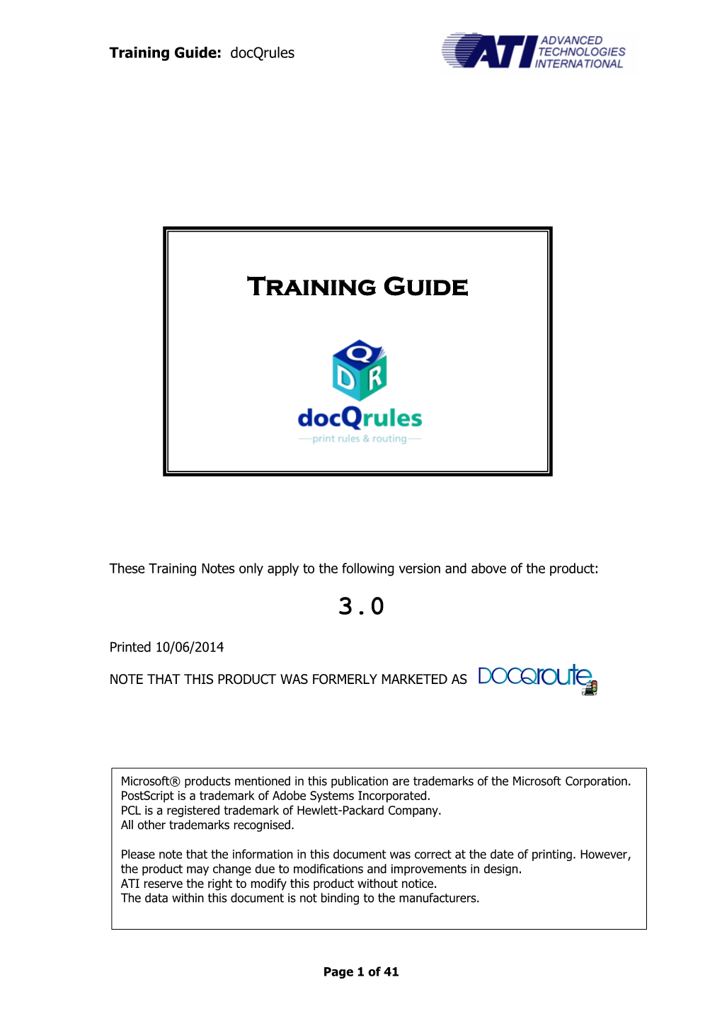 Training Guide: Docqrules