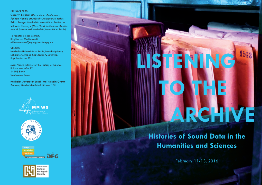 Listening to the Archive: Histories of Sound Data in the Humanities And