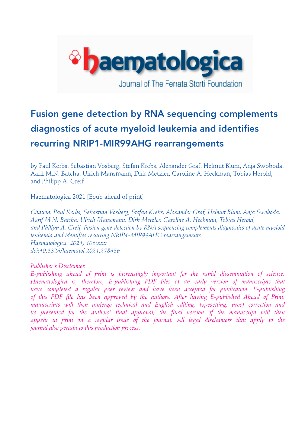 Fusion Gene Detection by RNA Sequencing Complements