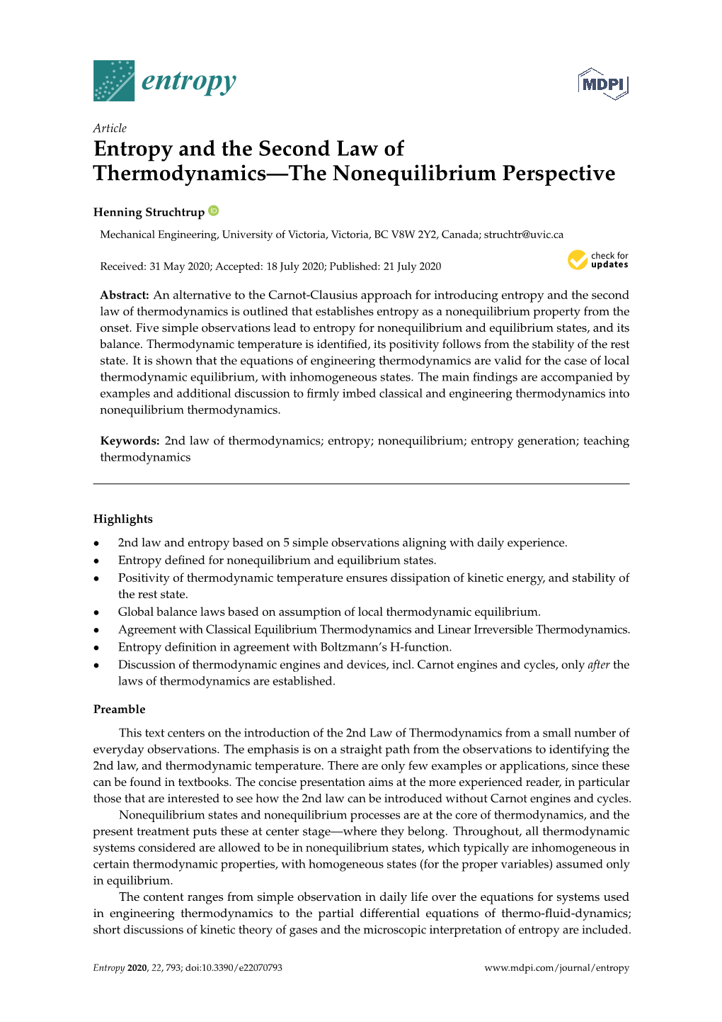 Entropy and the Second Law of Thermodynamics—The Nonequilibrium Perspective