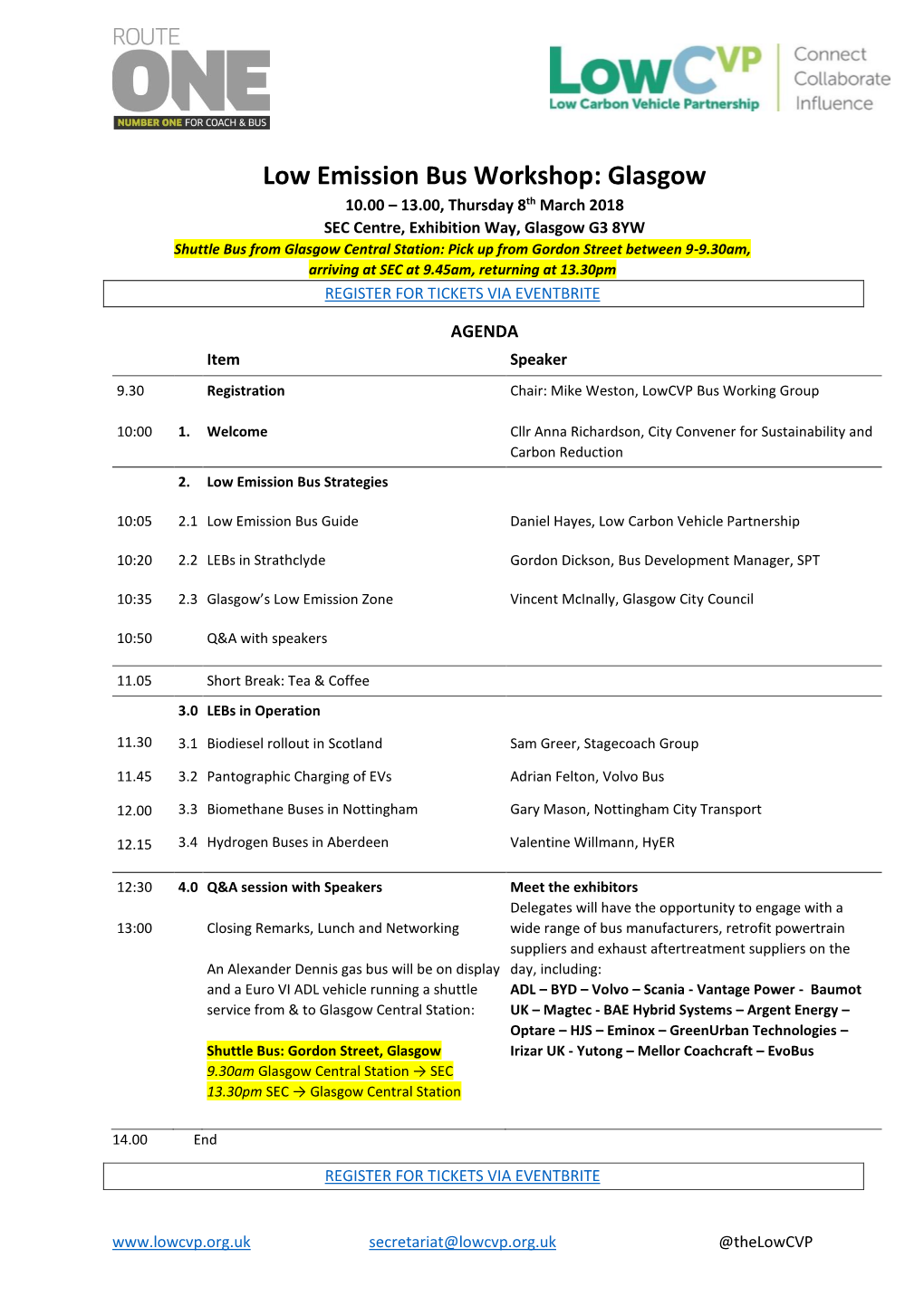 Low Emission Bus Workshop: Glasgow