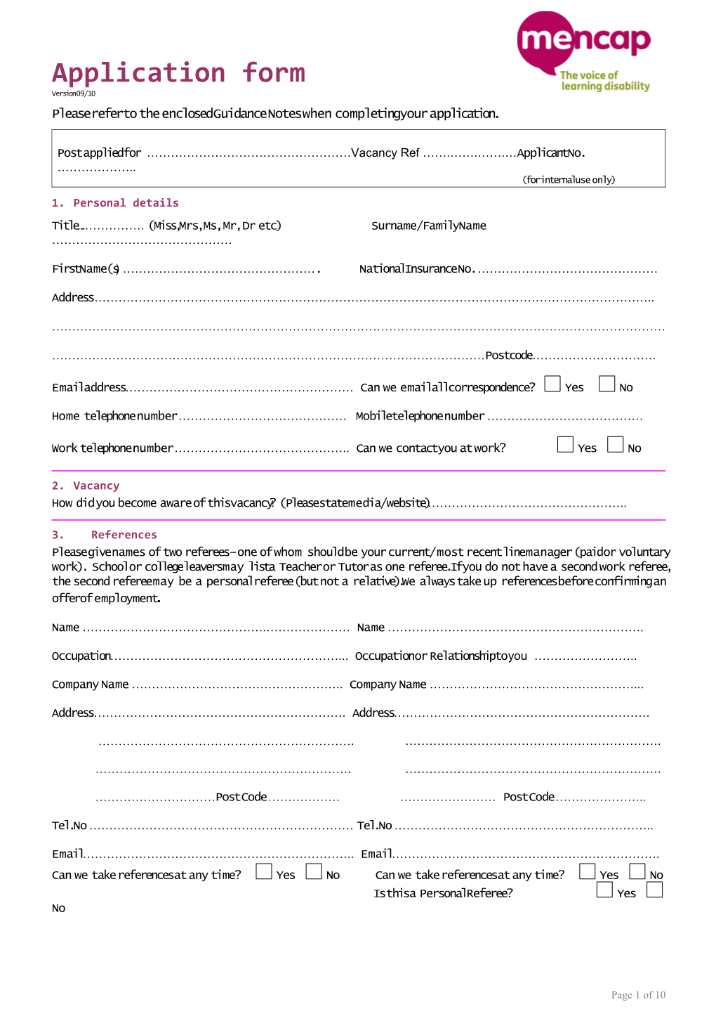 Manual Application Form