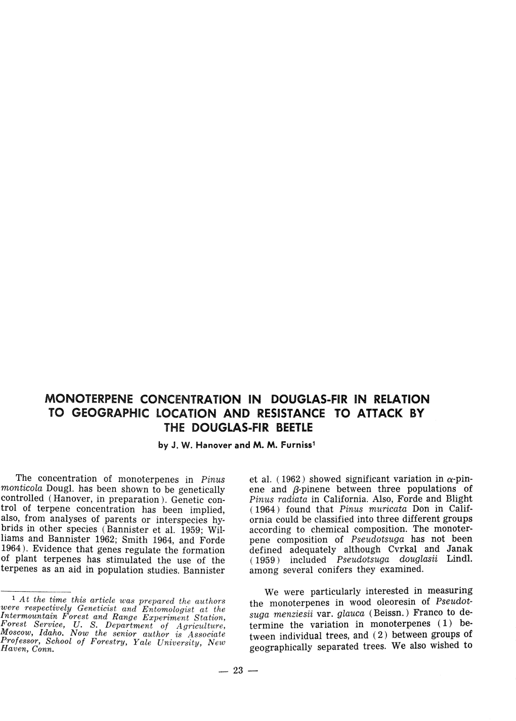 The Monoterpenes Intermountain Forest and Range Experiment Statioll, Suga Menziesii Var