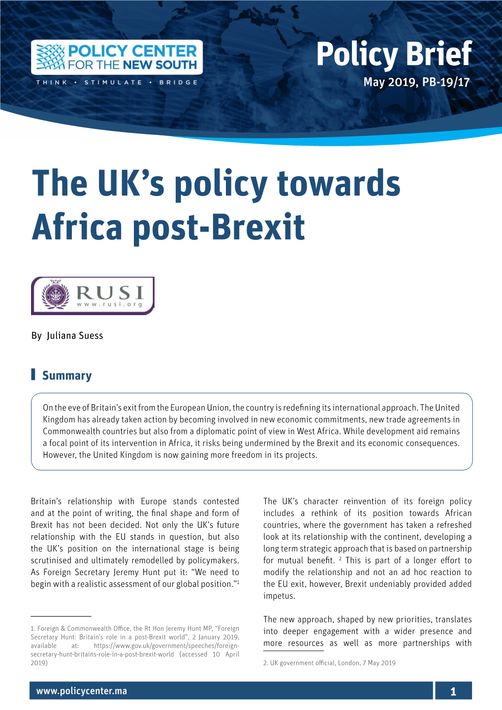 The UK's Policy Towards Africa Post-Brexit