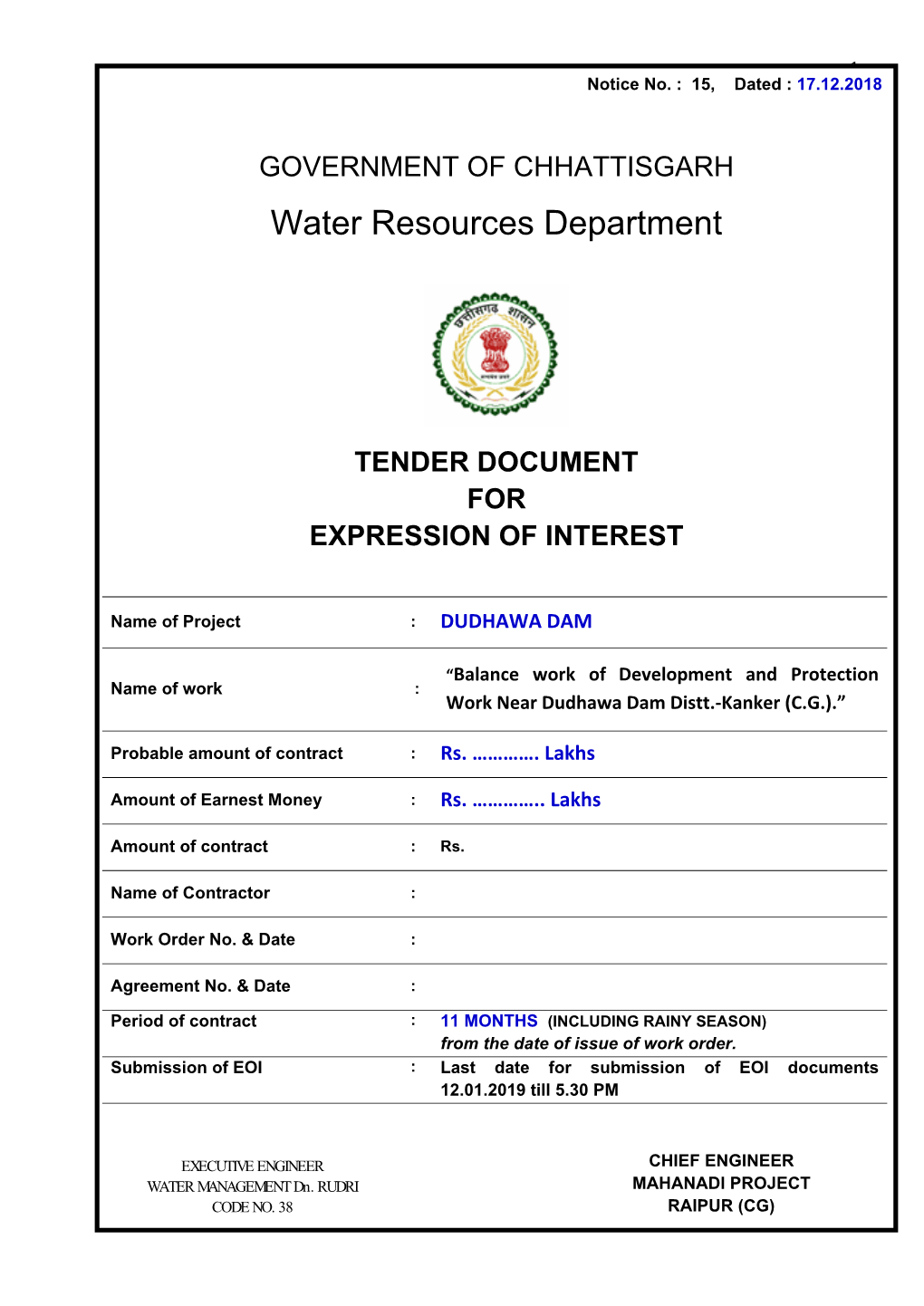 CHHATTISGARH Water Resources Department