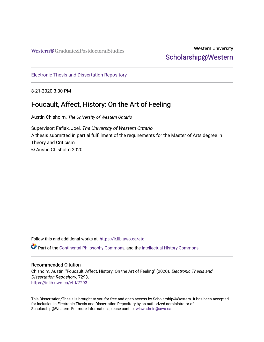 Foucault, Affect, History: on the Art of Feeling