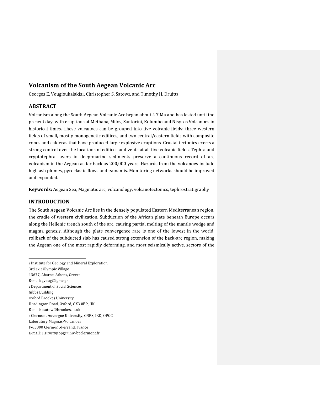 Volcanism of the South Aegean Volcanic Arc