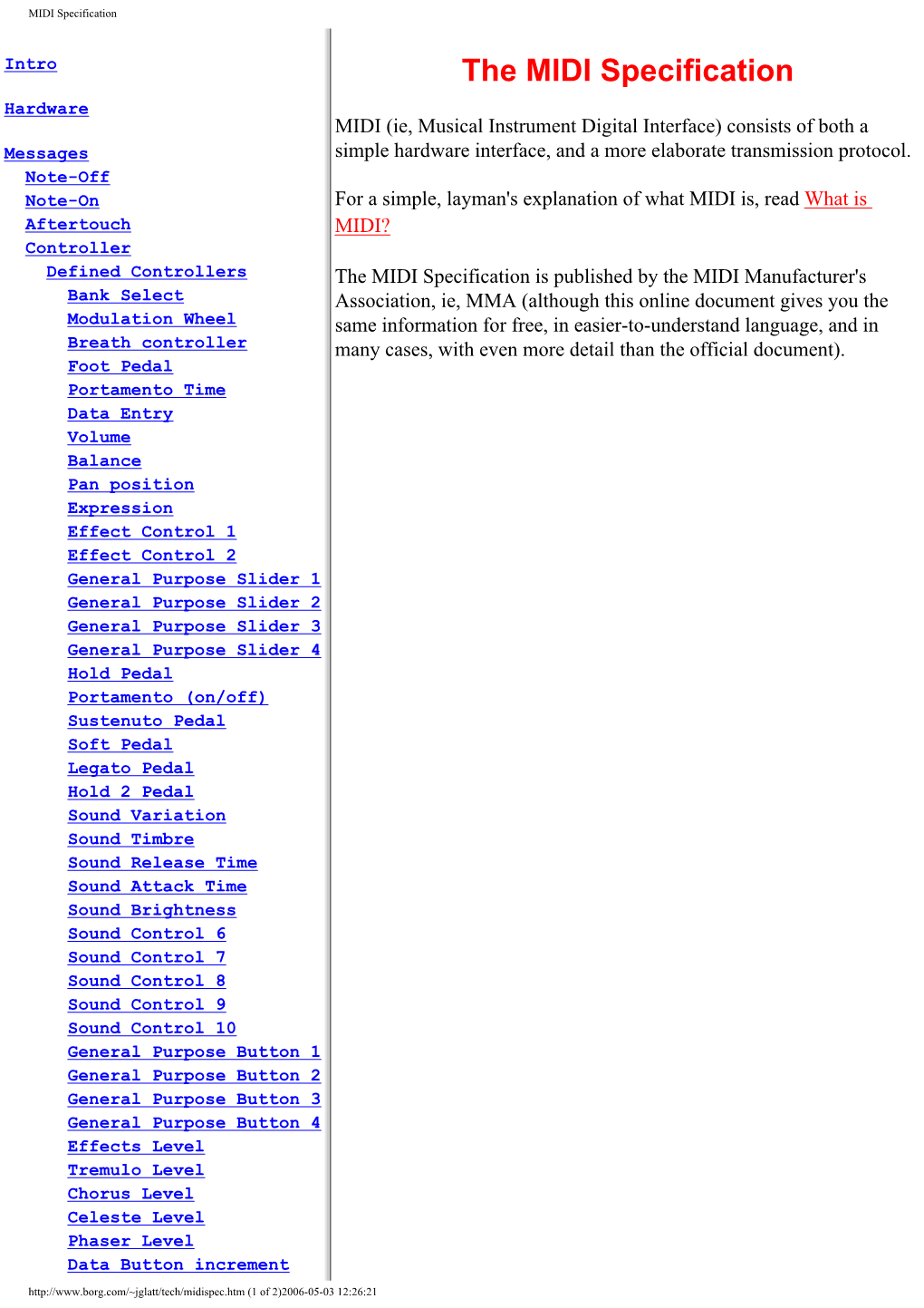 MIDI Specification