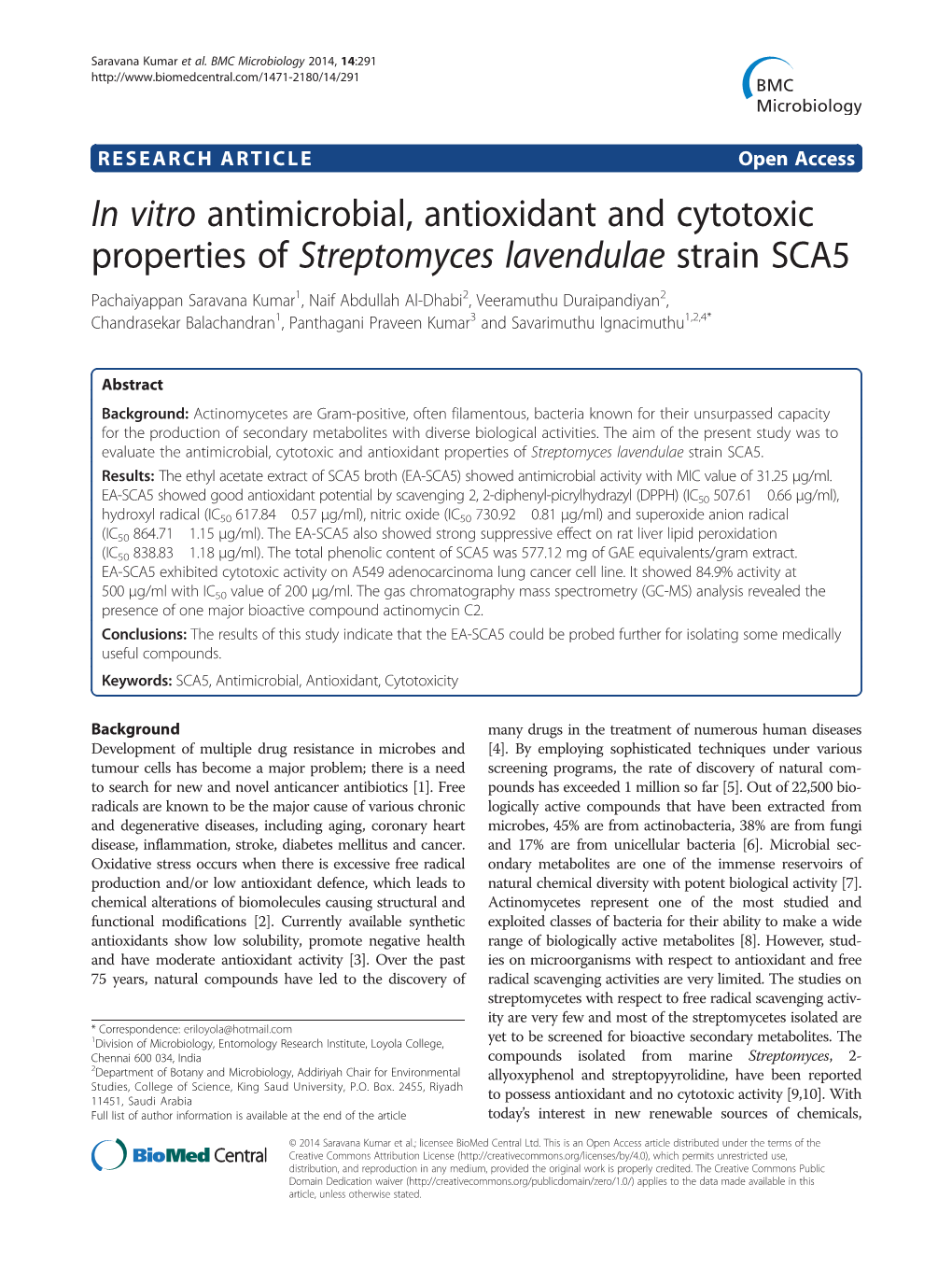 In Vitro Antimicrobial, Antioxidant and Cytotoxic Properties of Streptomyces