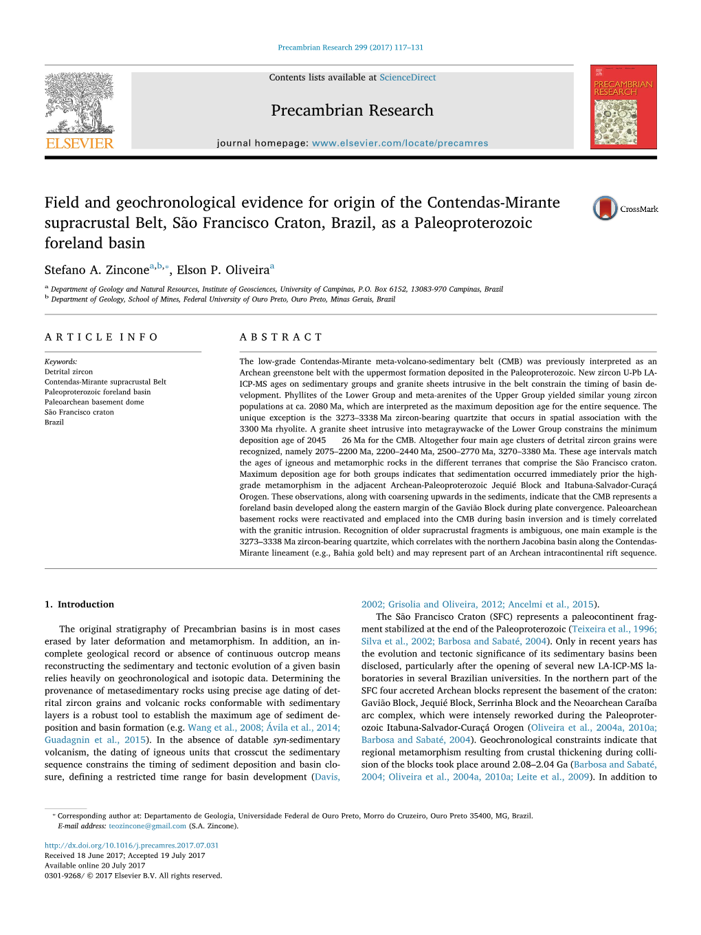 Precambrian Research 299 (2017) 117–131