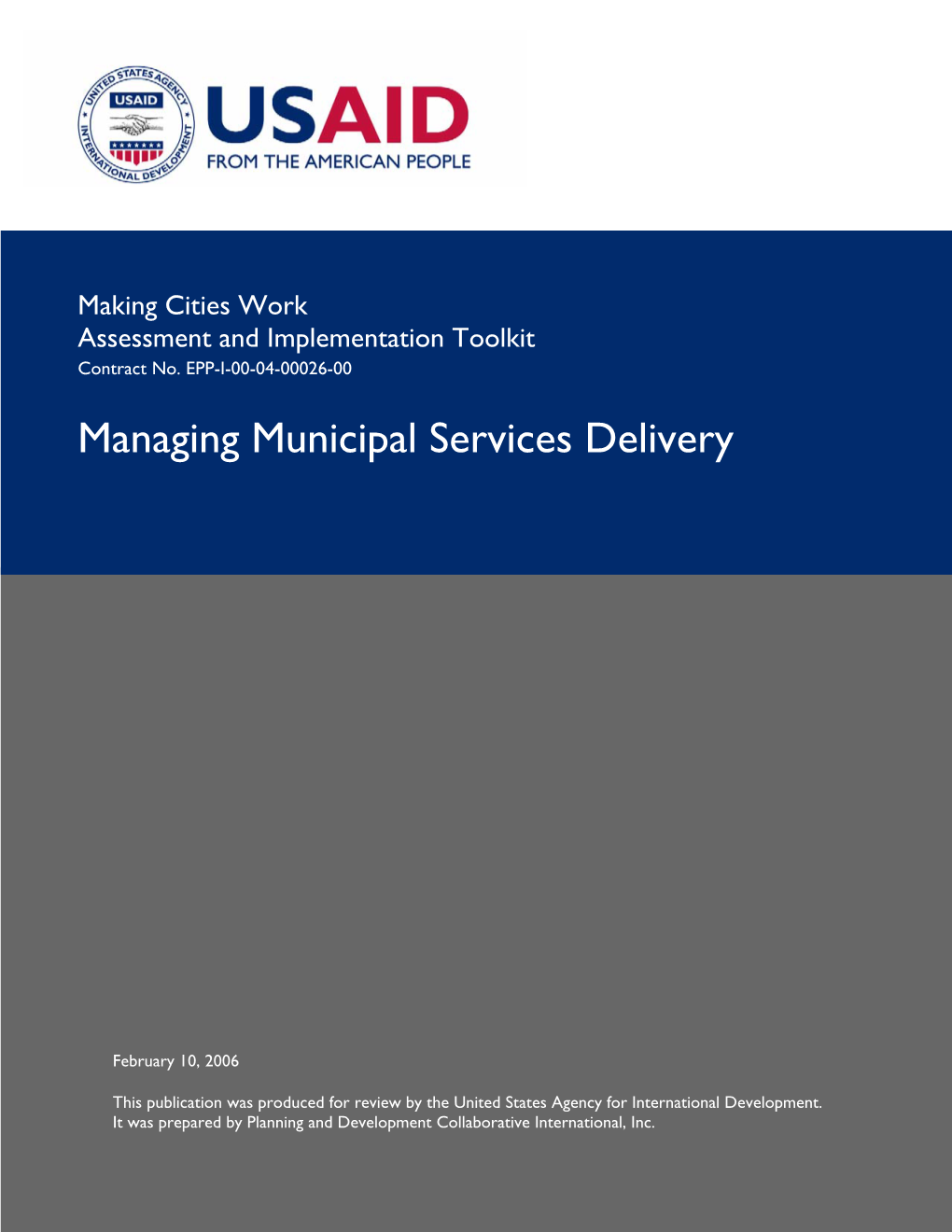 Managing Municipal Services Delivery